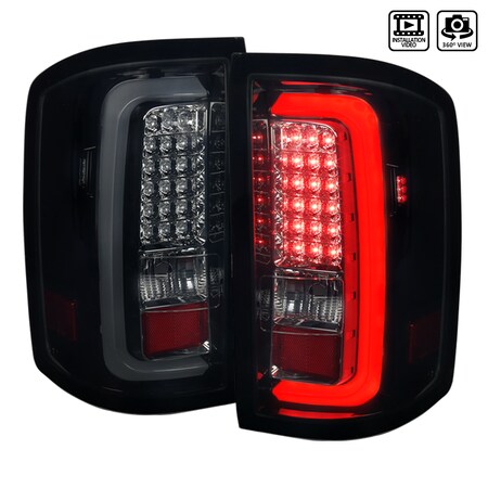 Spec-D Tuning 14-16 GMC Sierra LED Tail Lights - Glossy Black LT-SIE14BBLED-TM